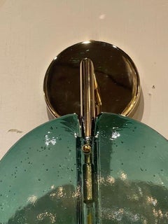 Pair of Green Murano Lollipop Disc Sconces