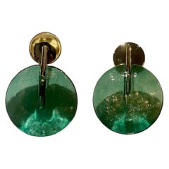 Pair of Green Murano Lollipop Disc Sconces