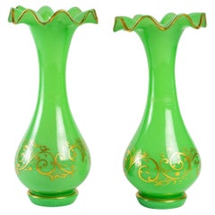 Pair of Green Opaline Vases, 1840s