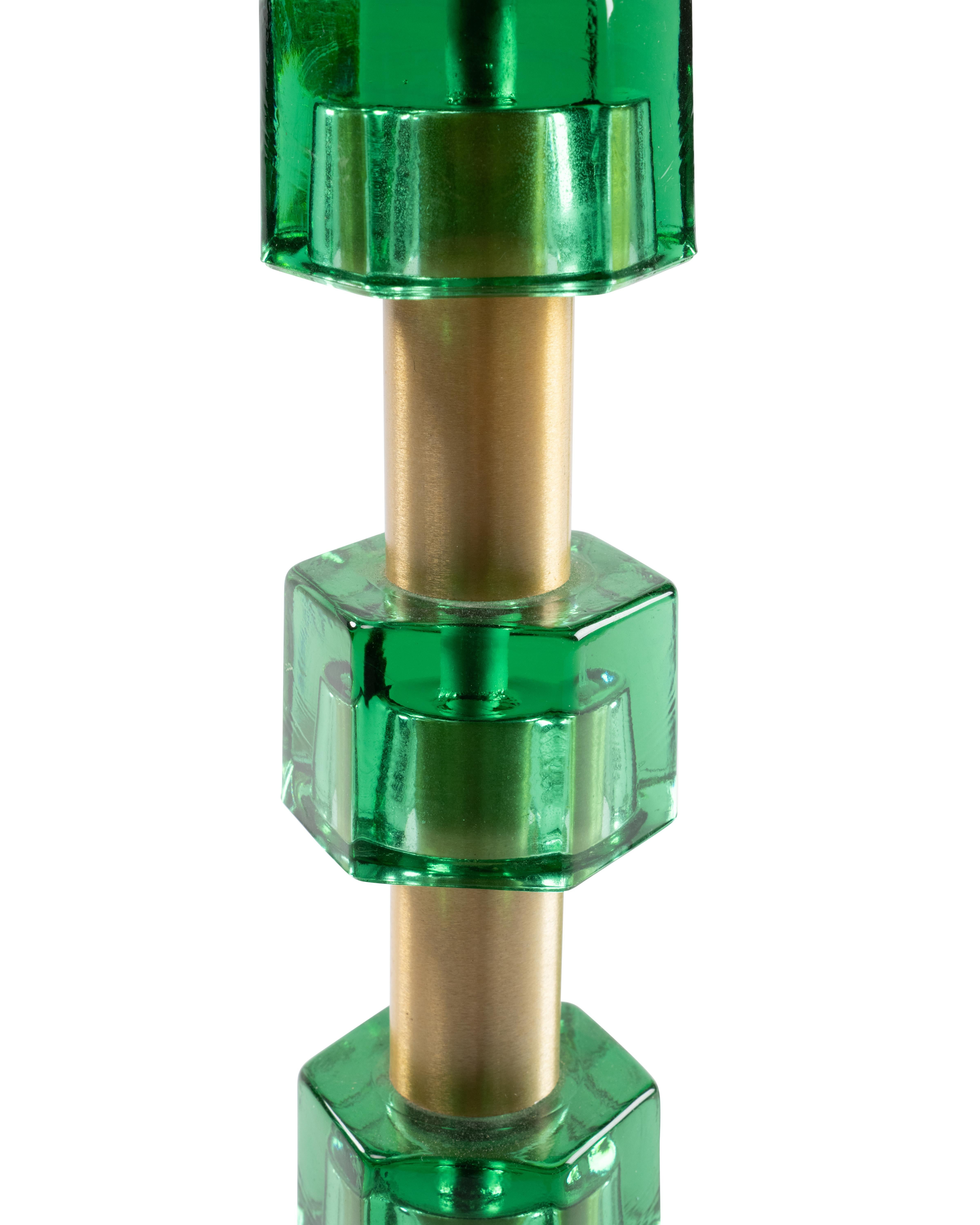 Paire de lampes Orrefors vertes en vente 1