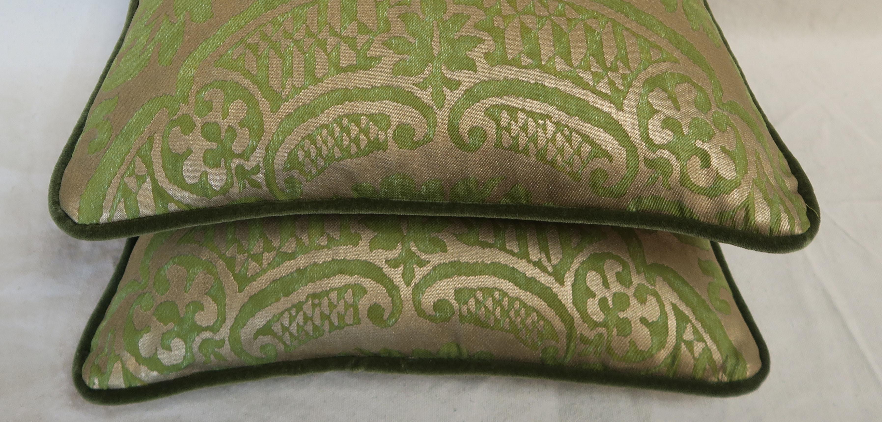 Baroque Pair of Green Orsini Fortuny Pillows