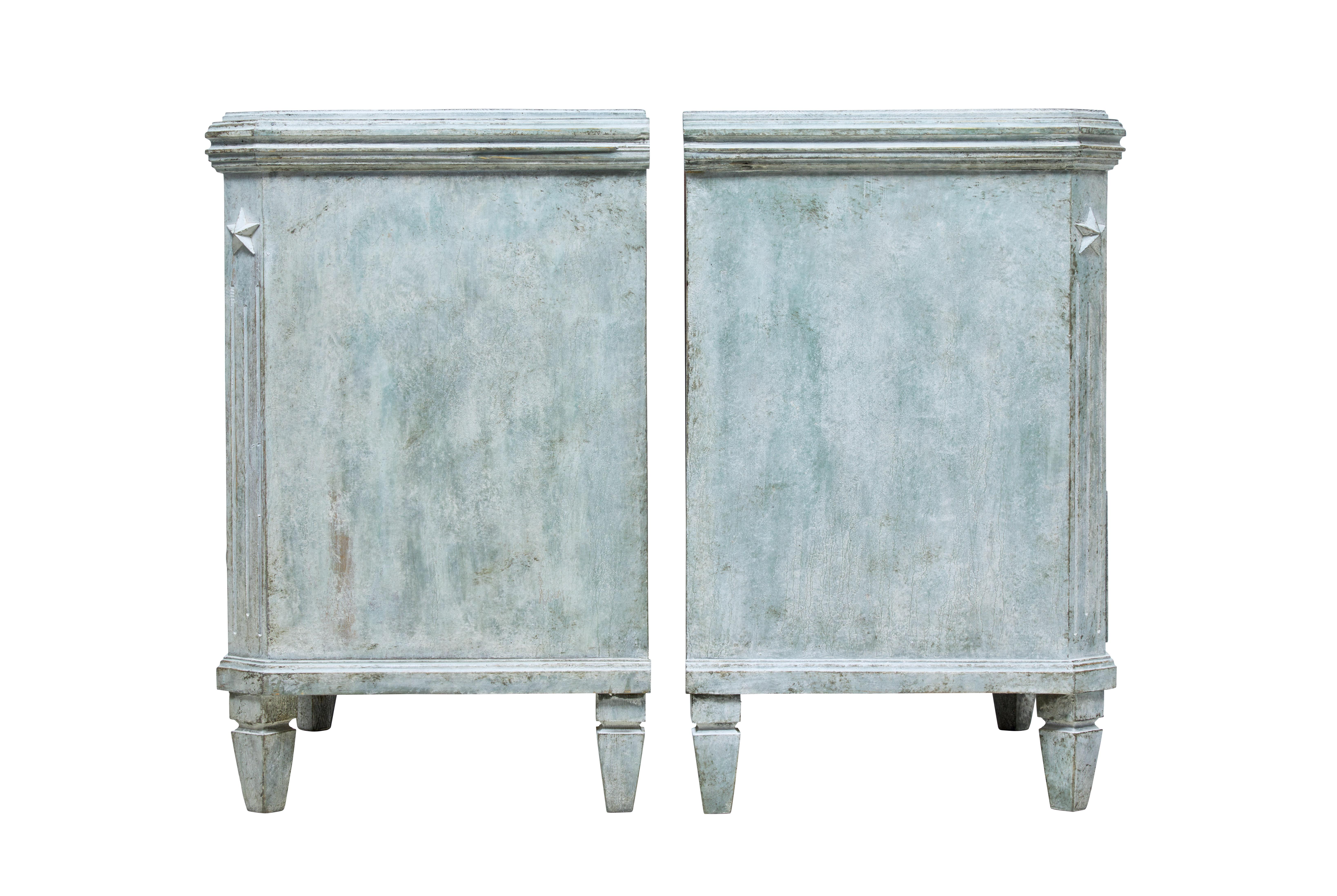 Gustavian Pair of Green Painted 19th Century Swedish Chest of Drawers