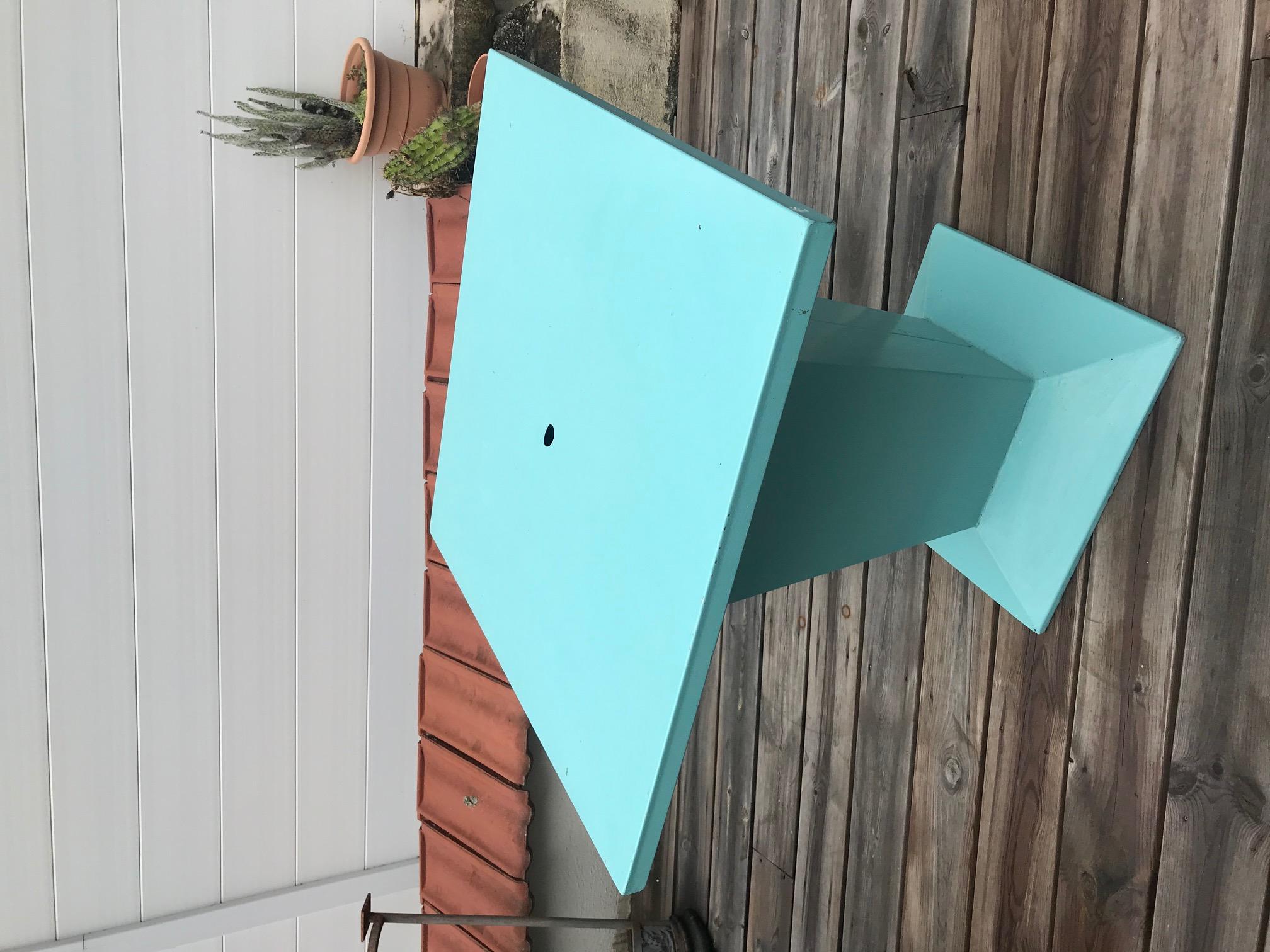 French Pair of Green Painted Metal Tolix Tables, 1950s