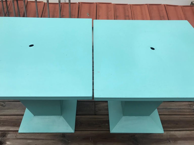 Pair of Green Painted Metal Tolix Tables, 1950s 2
