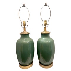 Pair of Green Porcelain lamps