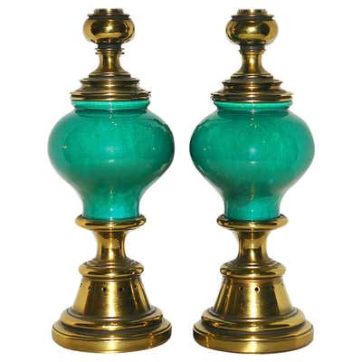 Pair of Chinese Asian Dark Green Porcelain Table Lamps at 1stDibs ...