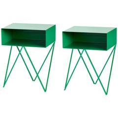Pair of Green Robot Bedside Tables - Customisable Nightstands