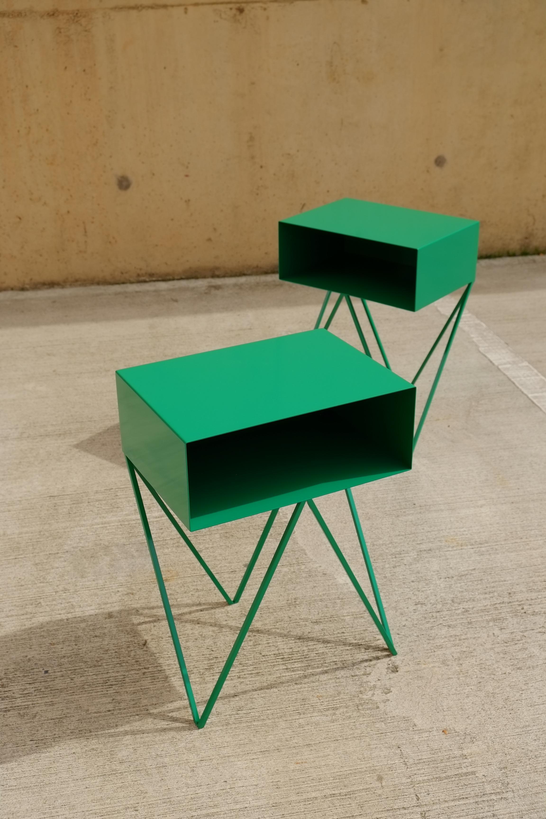 green bedside table