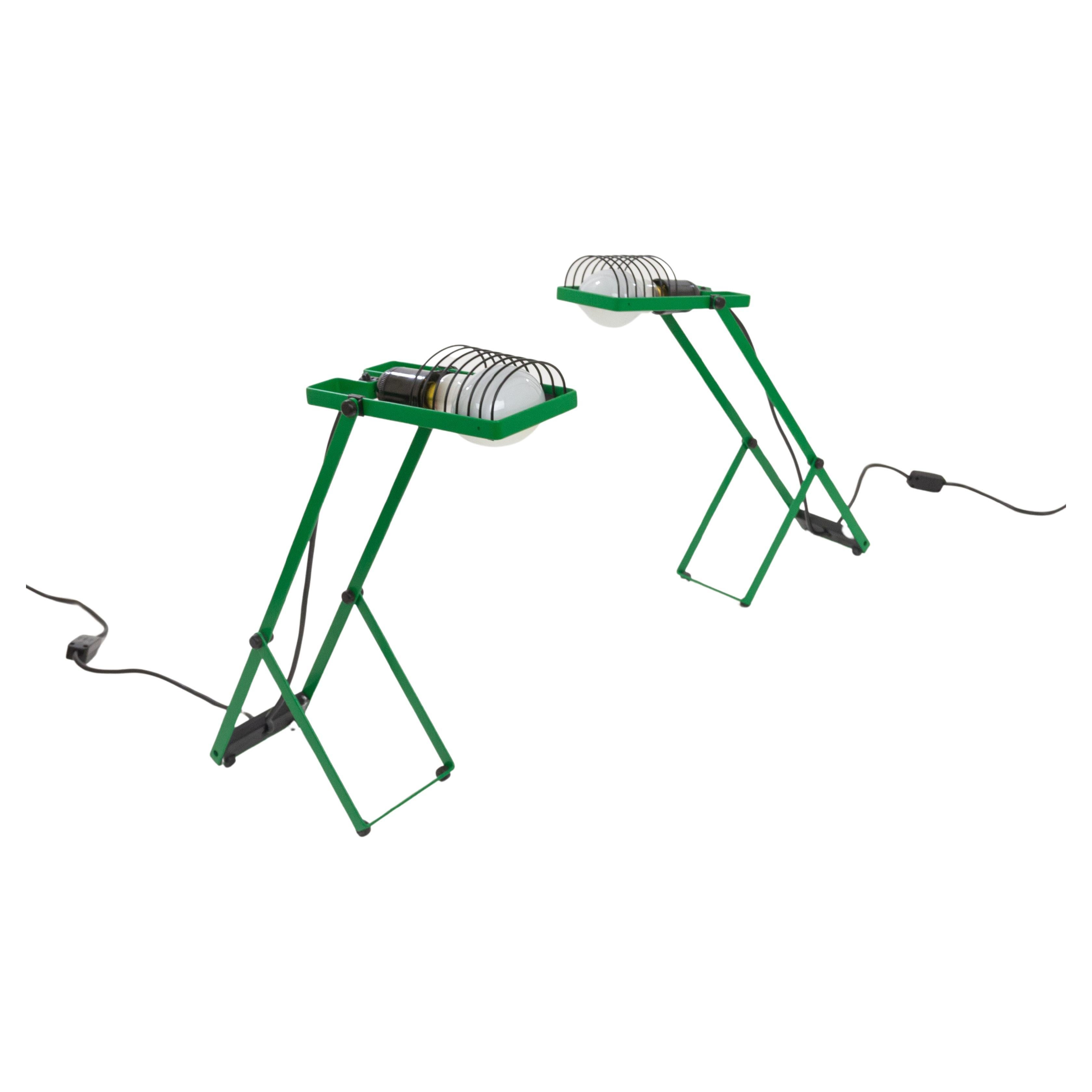 Pair of Green Sintesi Table Lamps by Ernesto Gismondi for Artemide, 1970s For Sale