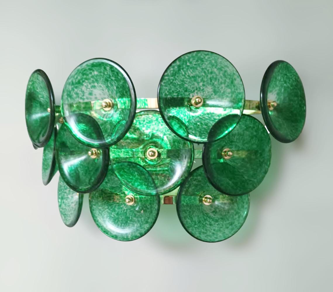 Mid-Century Modern Pair of Green Trumpets Sconces For Sale