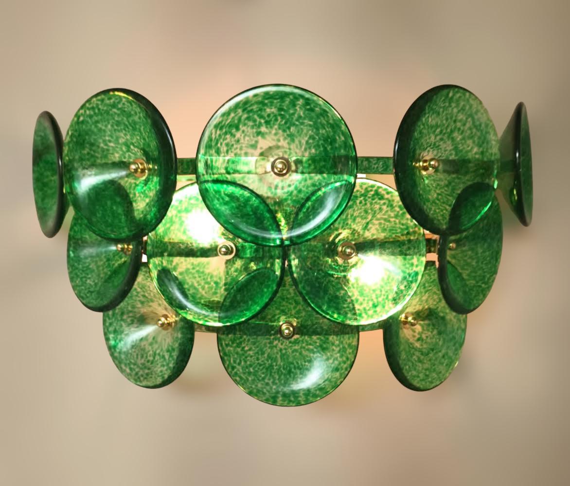 Pair of Green Trumpets Sconces In Good Condition For Sale In Los Angeles, CA