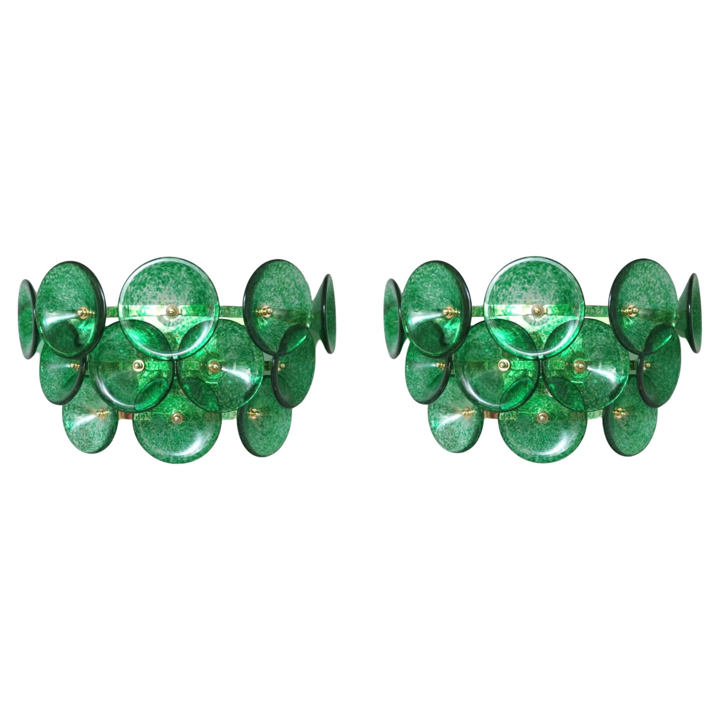 Pair of Green Trumpets Sconces