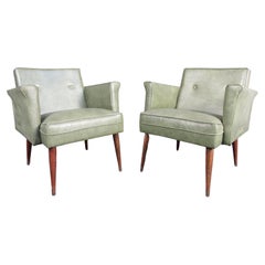 Pair of Green Tufted Chairs