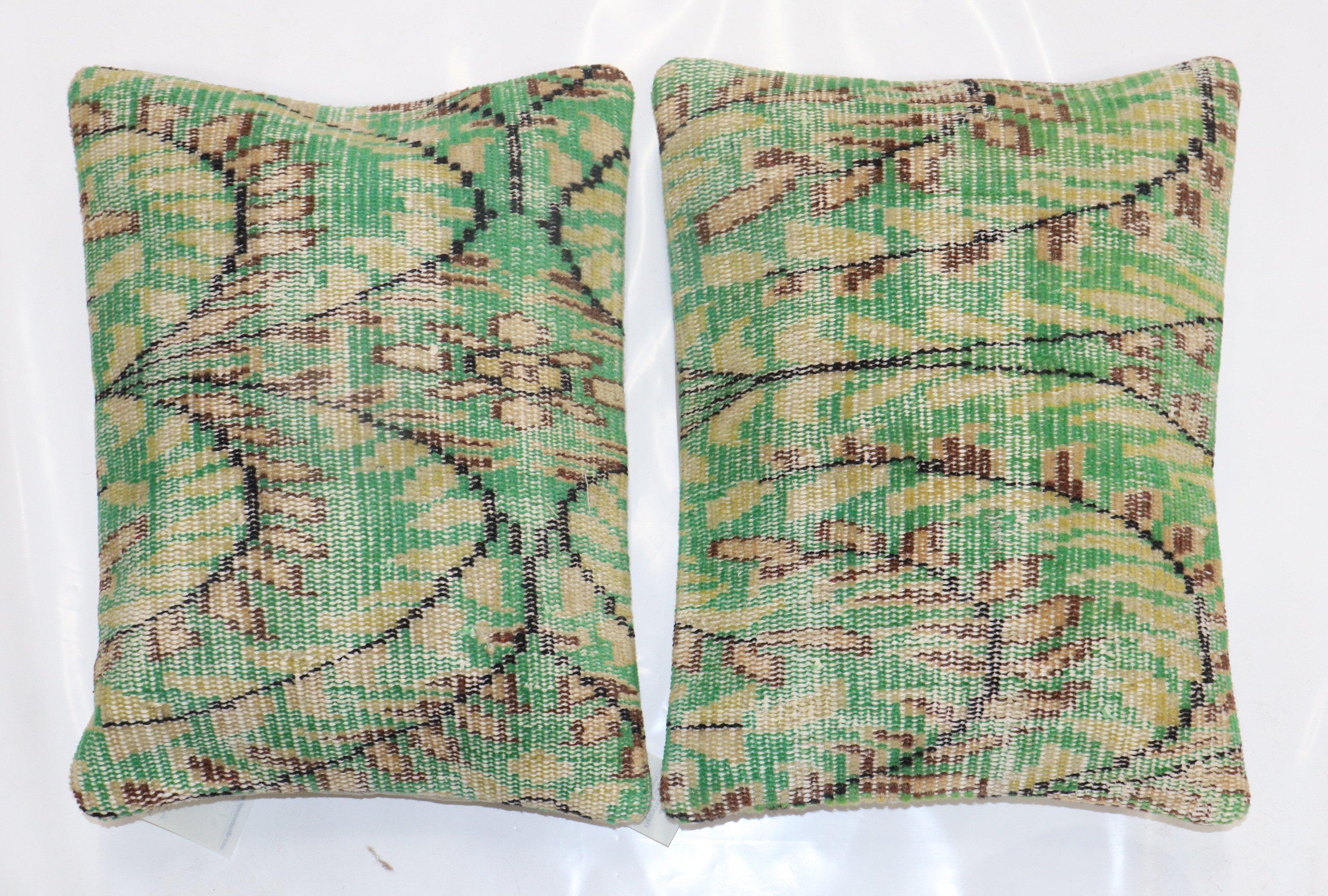 Pair of Pillows made from a mid 20th Century Green Color Turkish Deco Rug

16'' x 20''