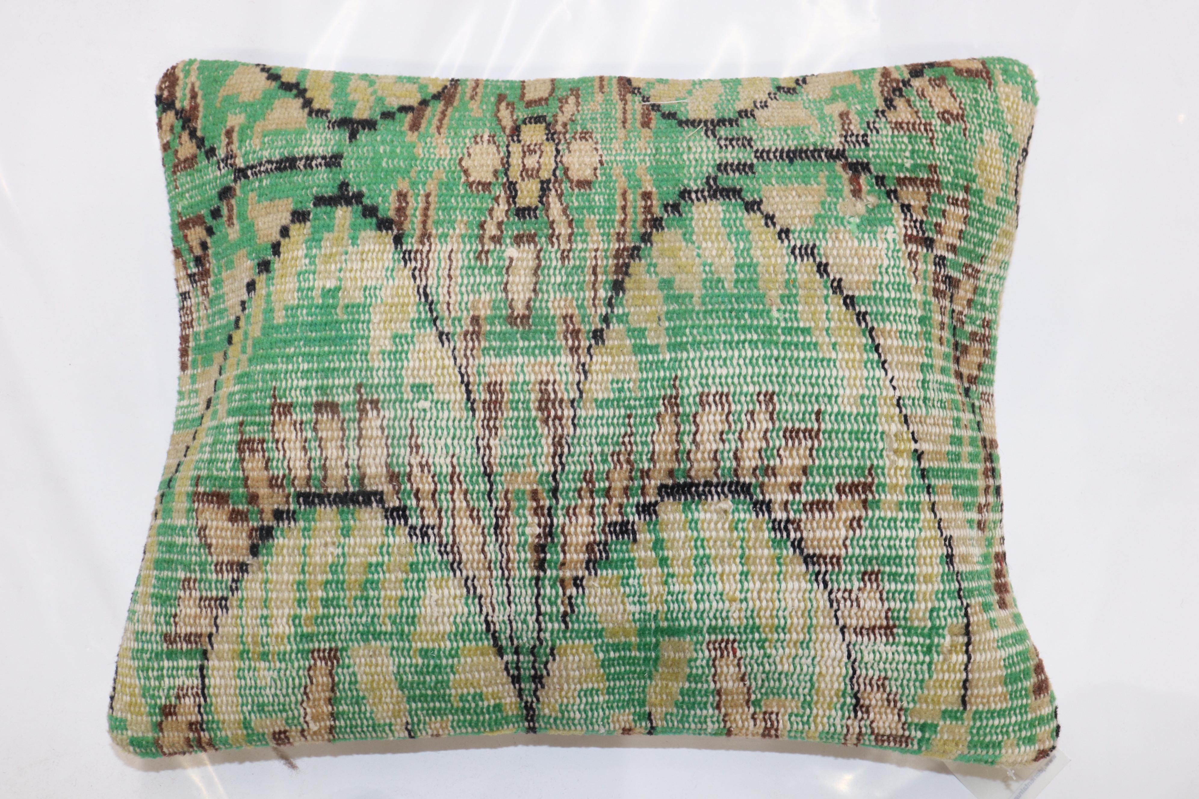 20th Century Pair of Green Turkish Deco Rug Pillows For Sale