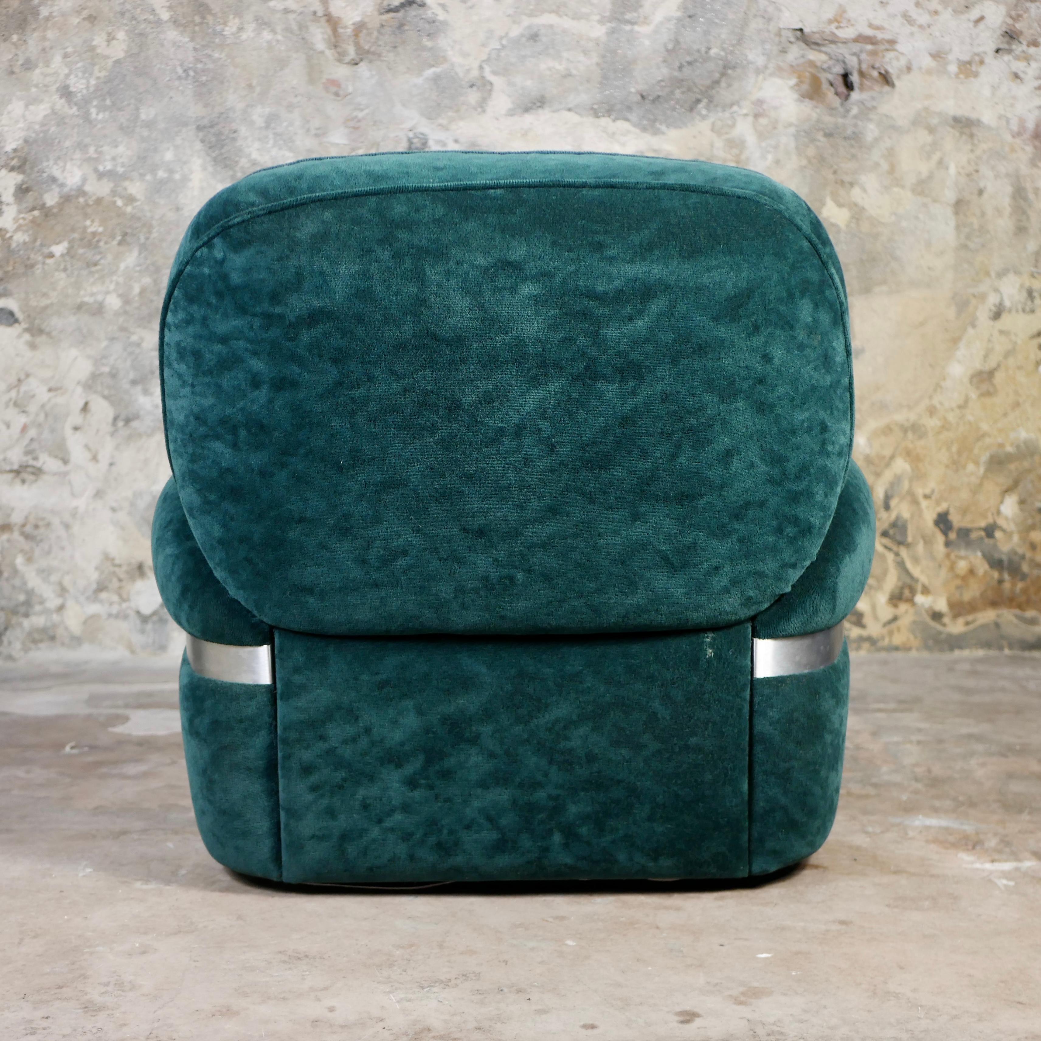 Paire de fauteuils en velours vert de Beka, fabriqués en France, 1970 2
