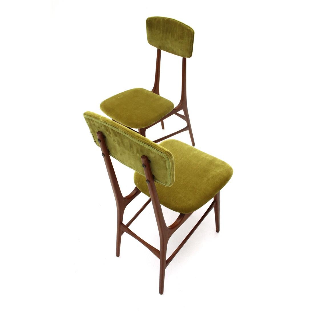 Pair of Green Velvet Chairs, 1960s 7