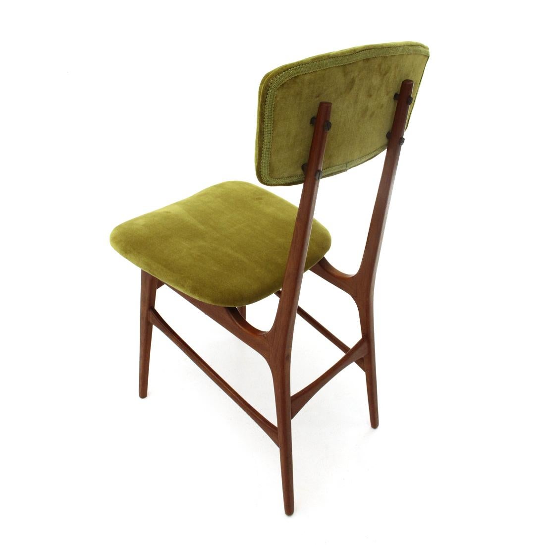 Mid-20th Century Pair of Green Velvet Chairs, 1960s