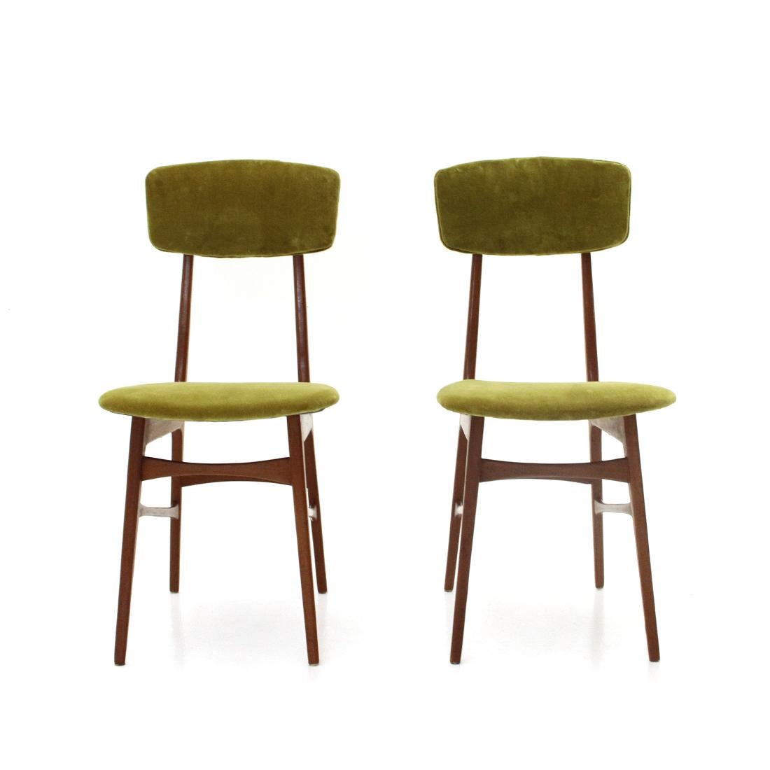 Pair of Green Velvet Chairs, 1960s 1