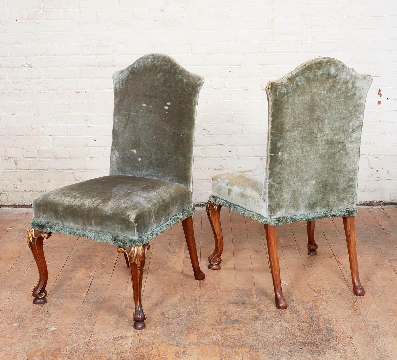 Pair of Green Velvet Chairs For Sale 4