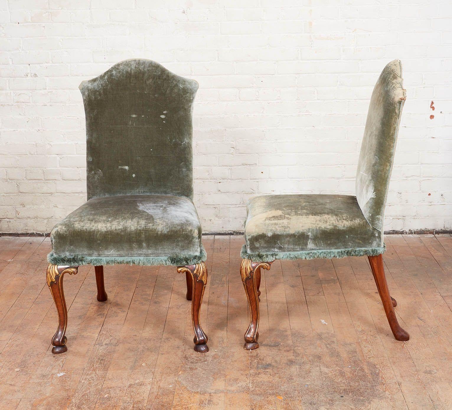 Pair of Green Velvet Chairs For Sale 3