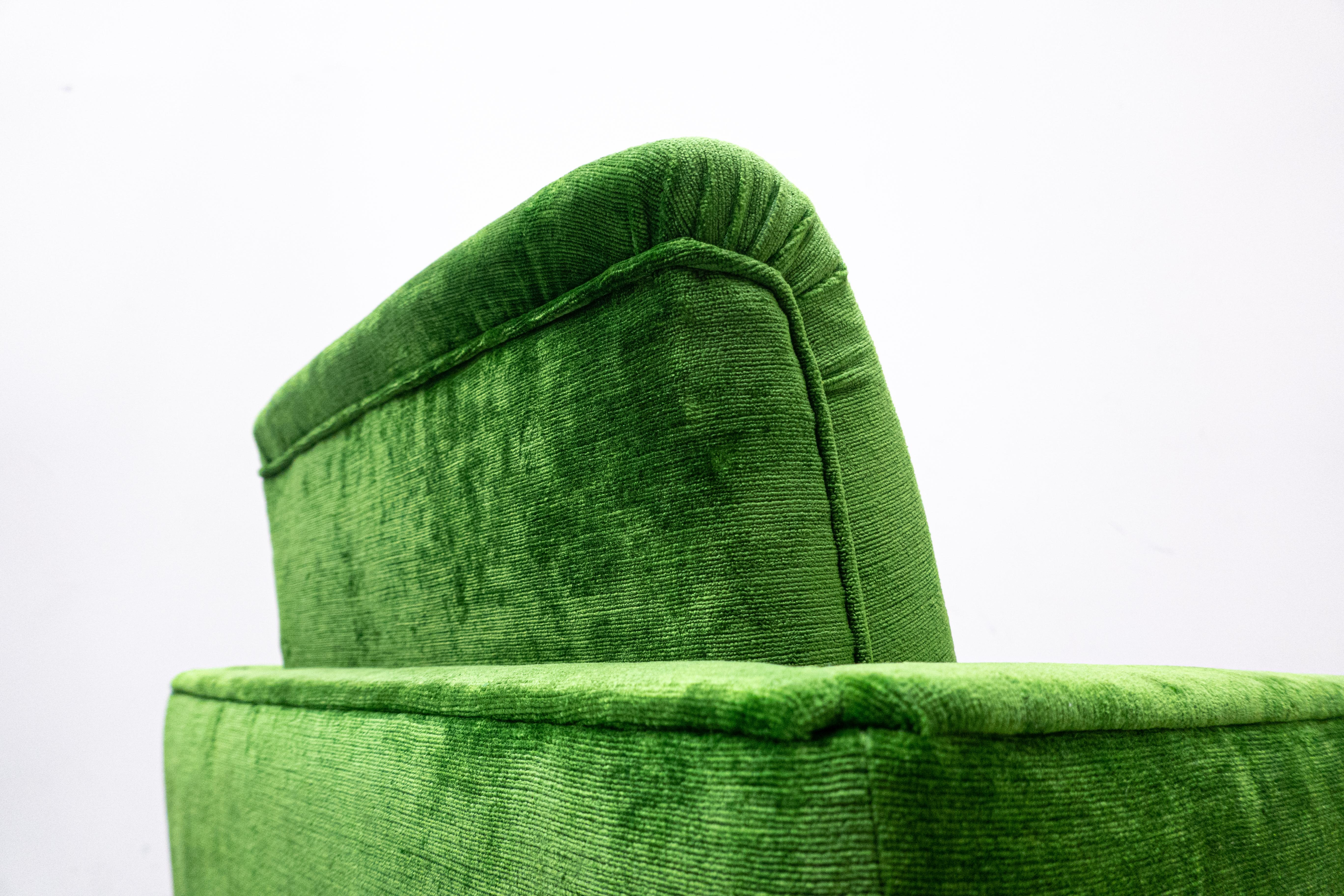 Pair of Green Velvet Club Armchairs, 1940s 4