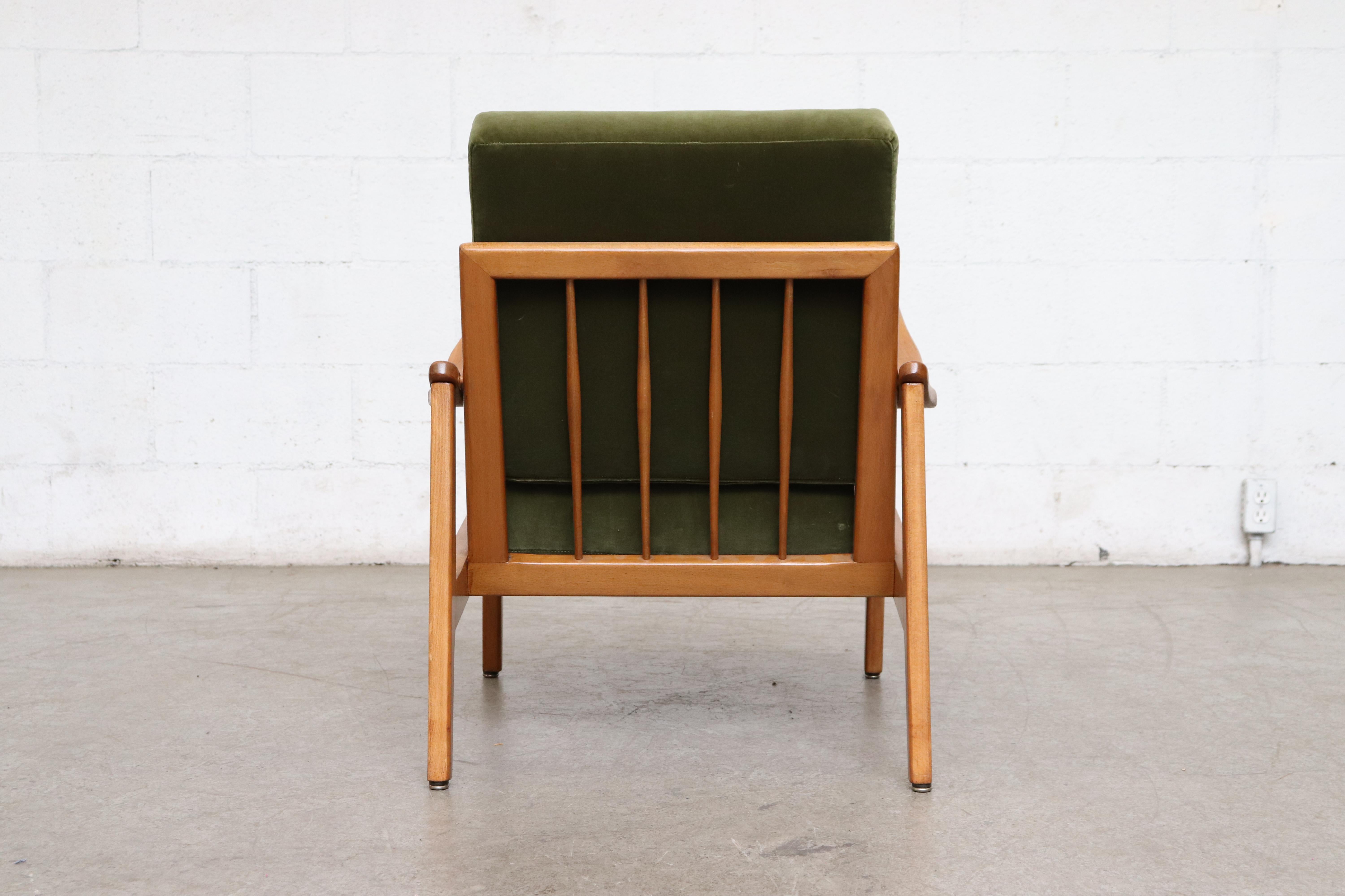 Pair of Green Velvet Lounge Chairs  1
