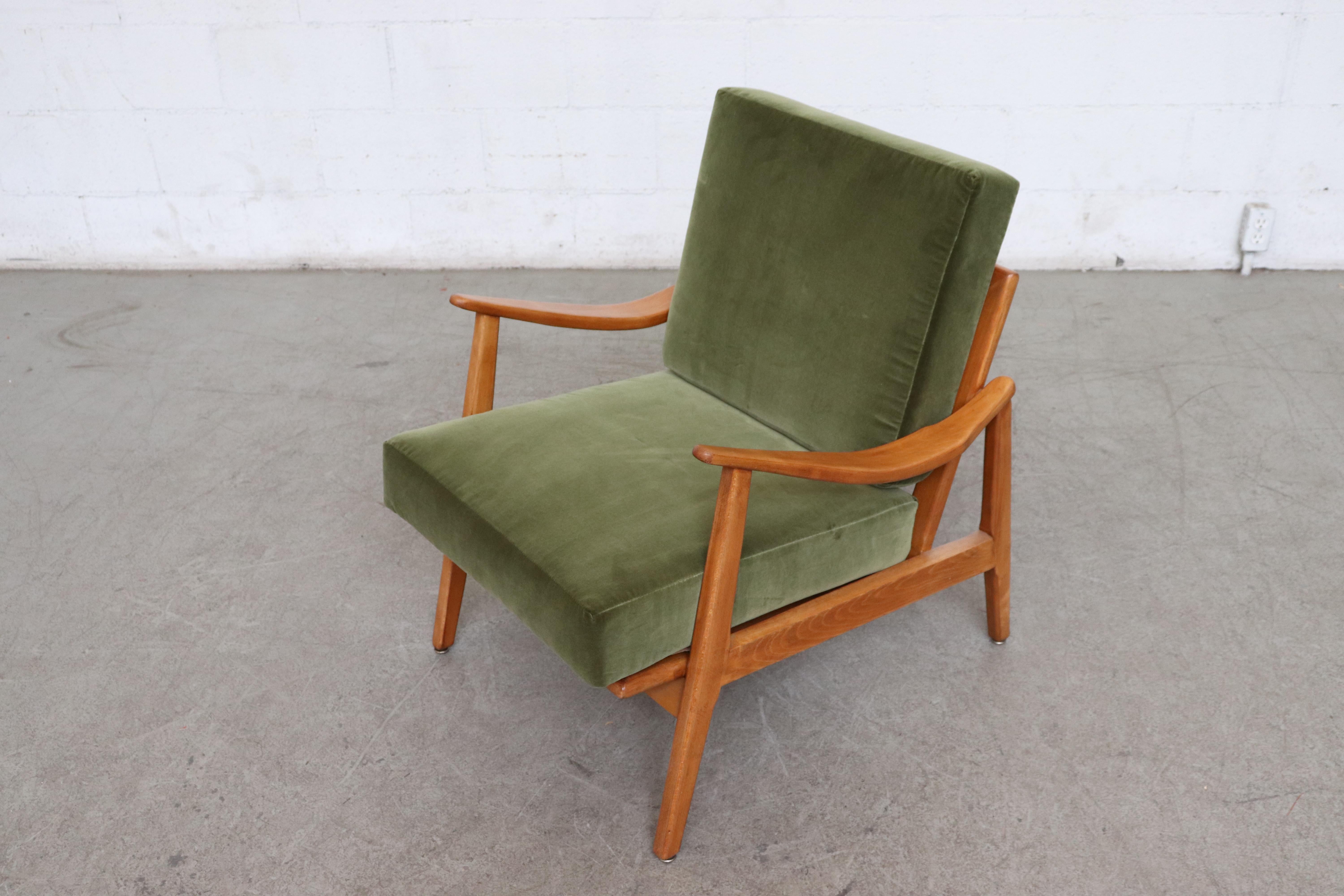 Pair of Green Velvet Lounge Chairs  2