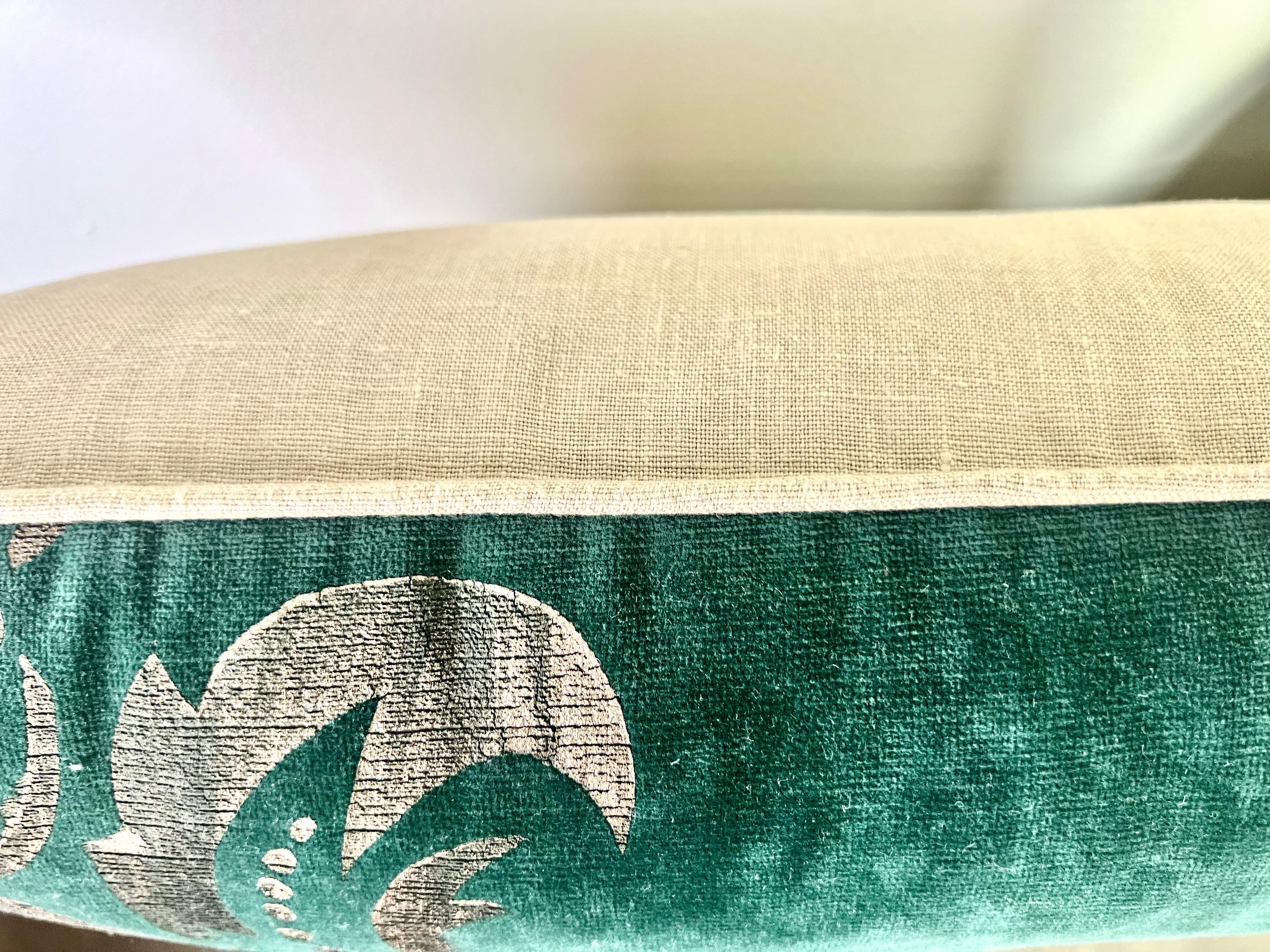 Pair of Green Velvet NOMI Pillow w/ Gold Stenciling For Sale 1