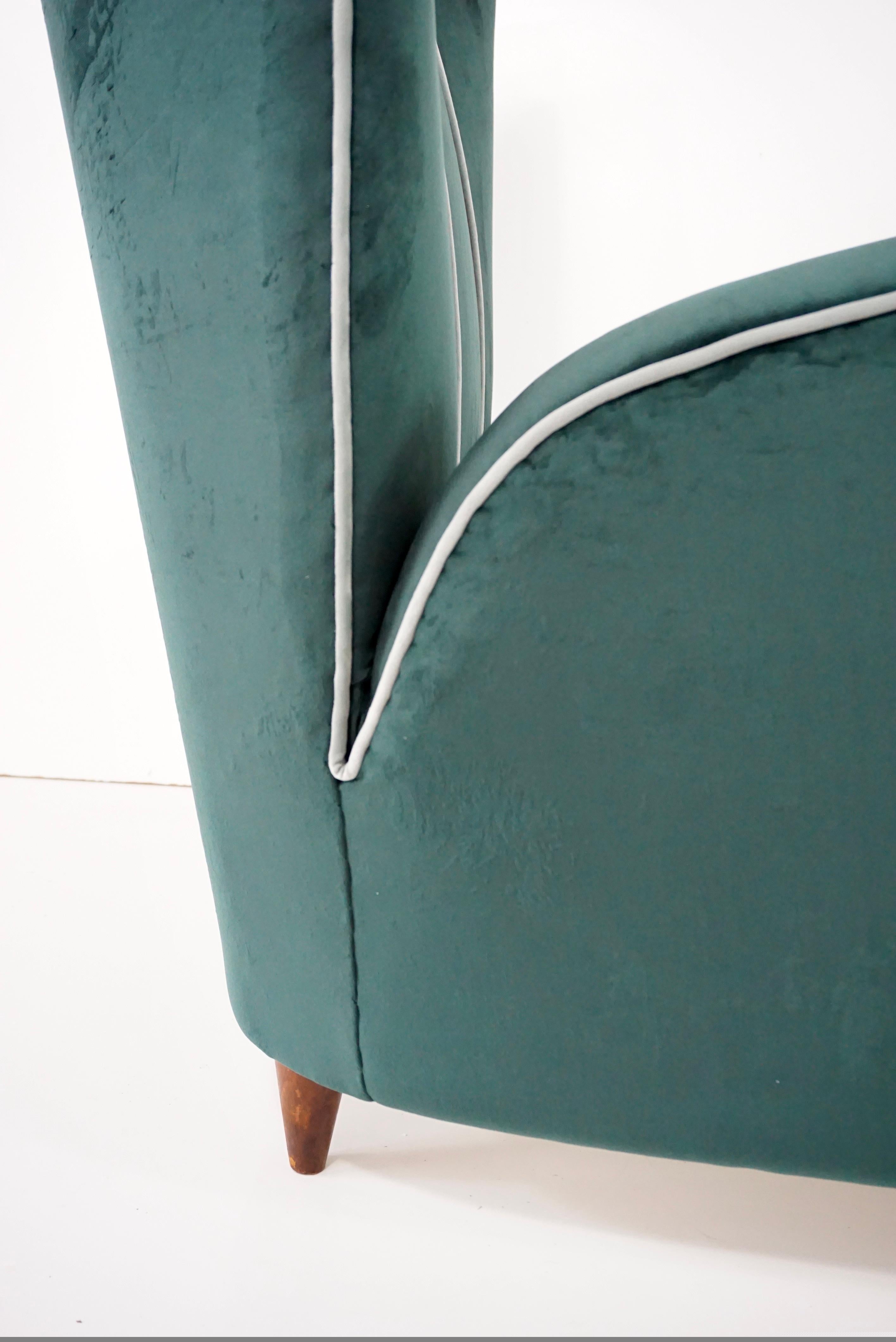 Paar Paolo Buffa-Sessel aus grünem Samt, 1950 im Angebot 9