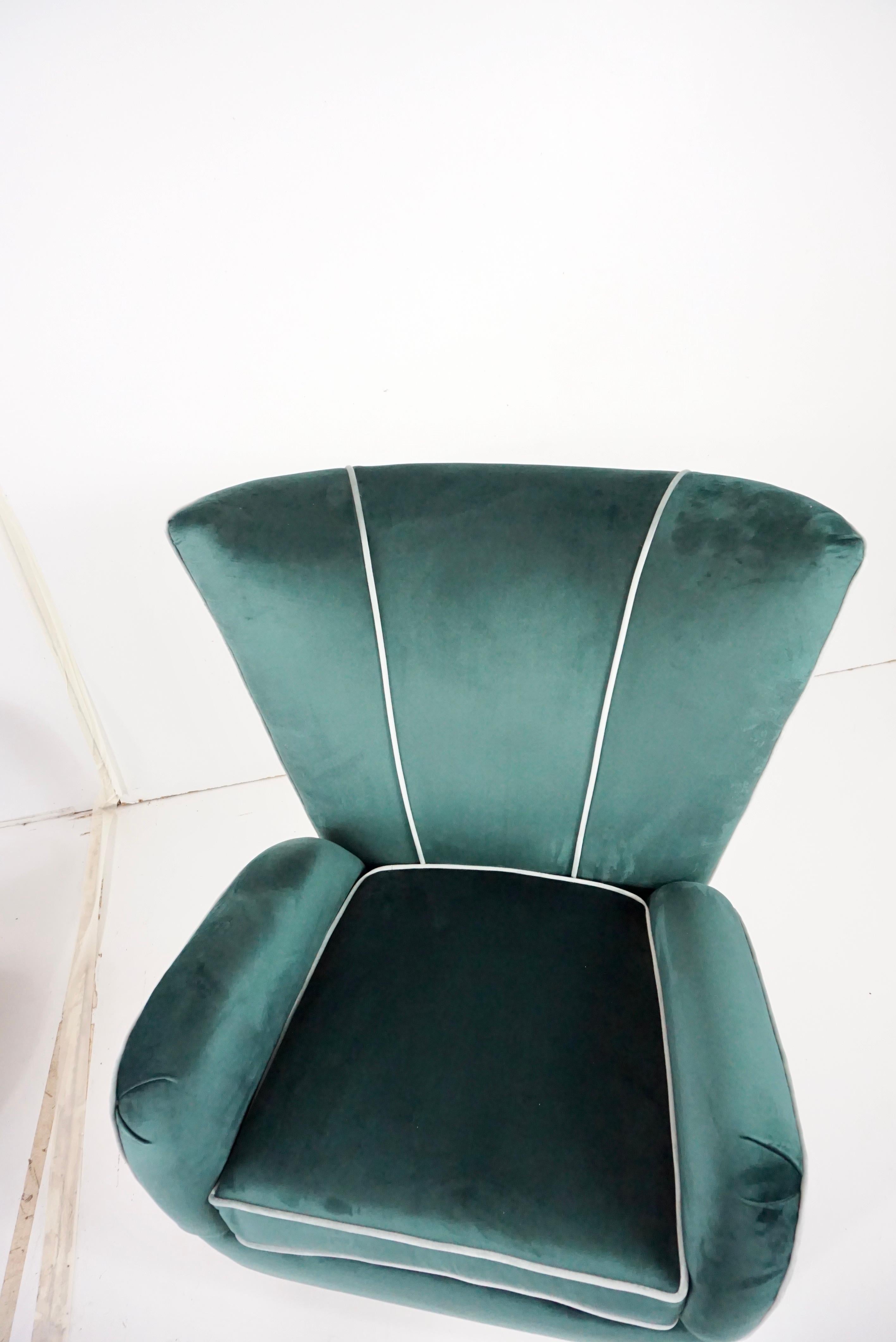 Paar Paolo Buffa-Sessel aus grünem Samt, 1950 im Angebot 10