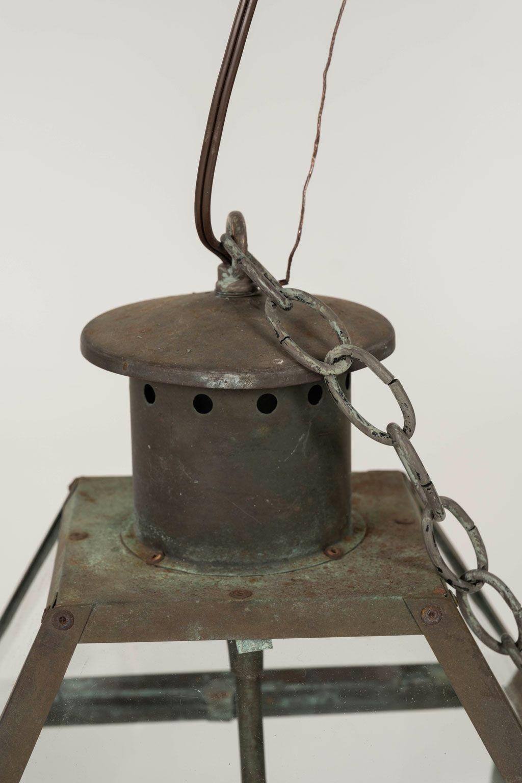 Pair of Green Verdigris Copper Lanterns 6