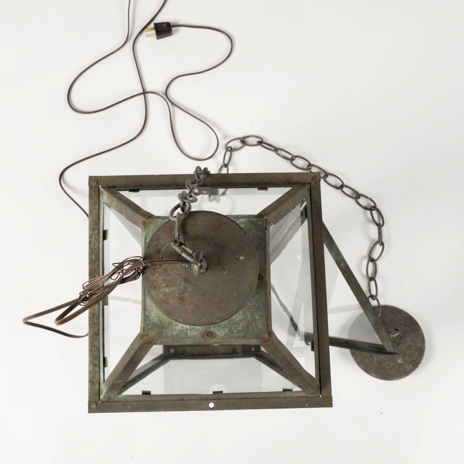 Pair of Green Verdigris Copper Lanterns 8