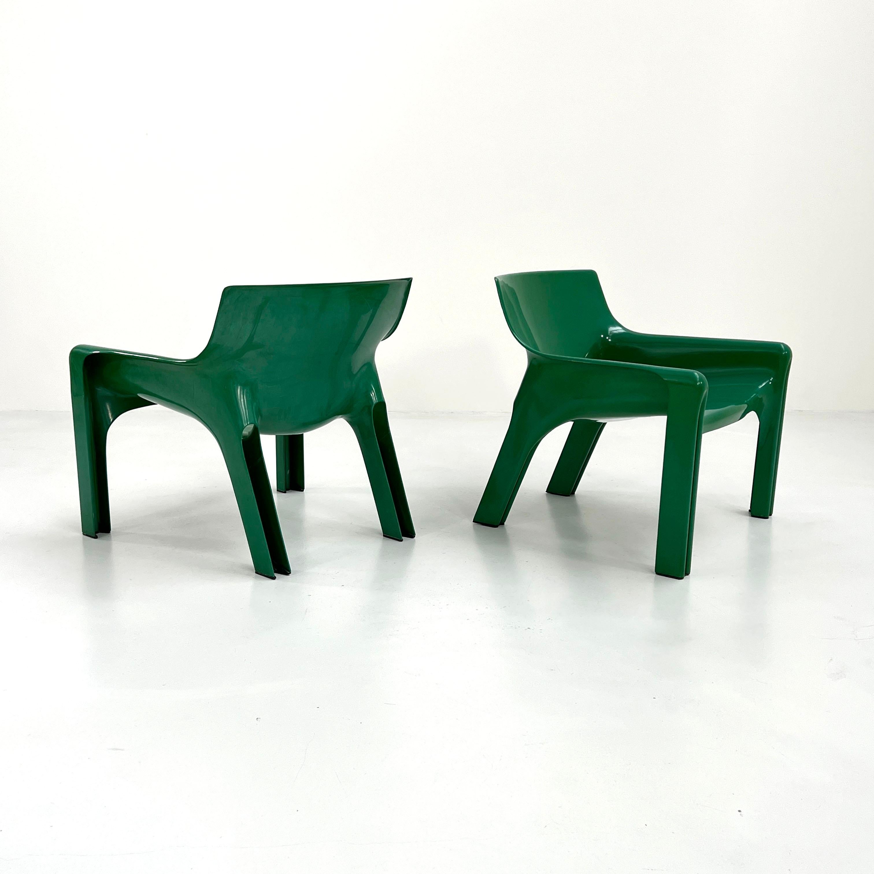 Italian Pair of Green Vicario Lounge Chair by Vico Magistretti for Artemide, 1970s