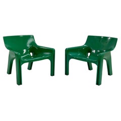 Paire de fauteuils de salon Vicario verts de Vico Magistretti pour Artemide, 1970