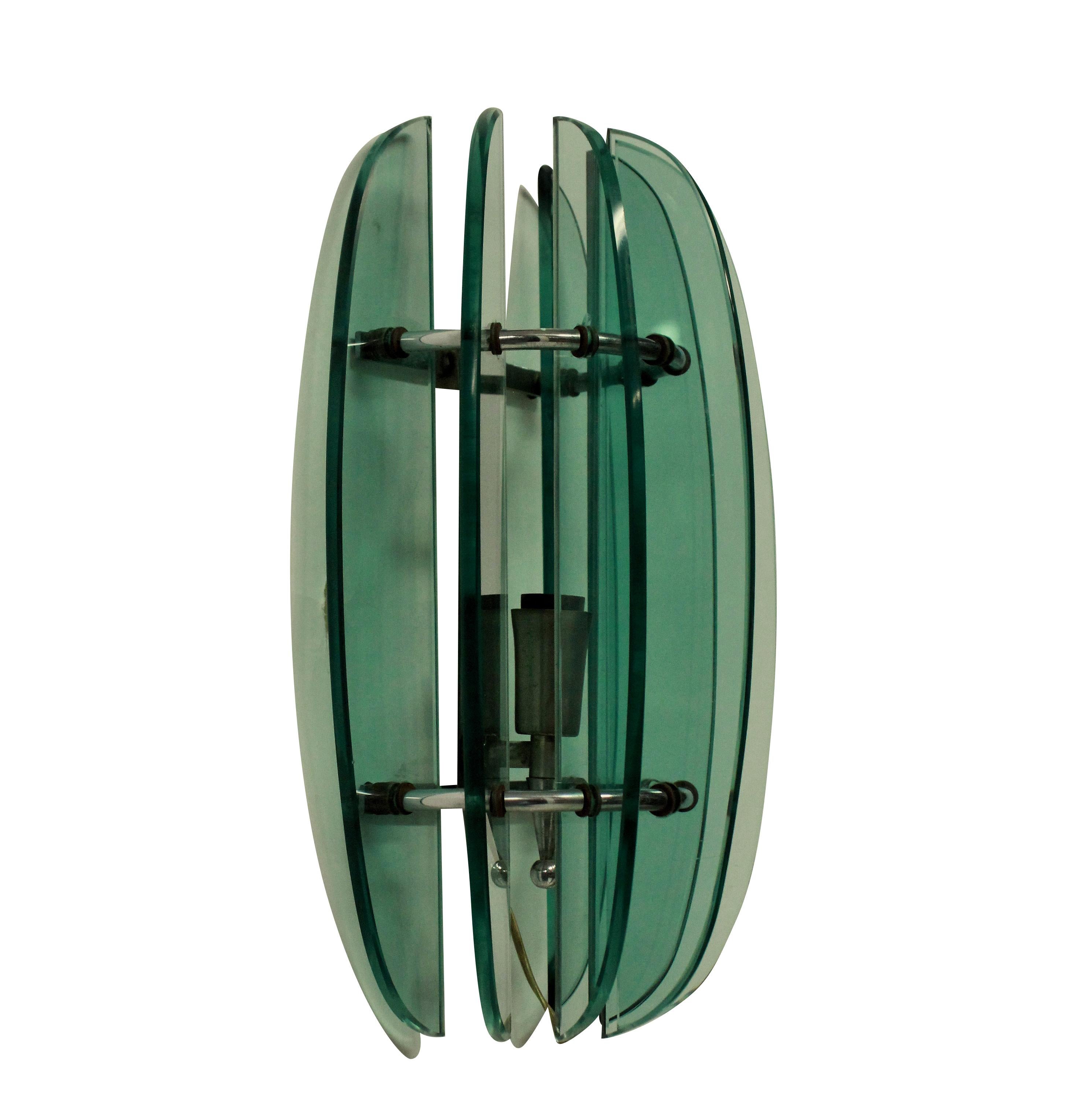 Mid-Century Modern Pair of Green Wall Lights by Veca