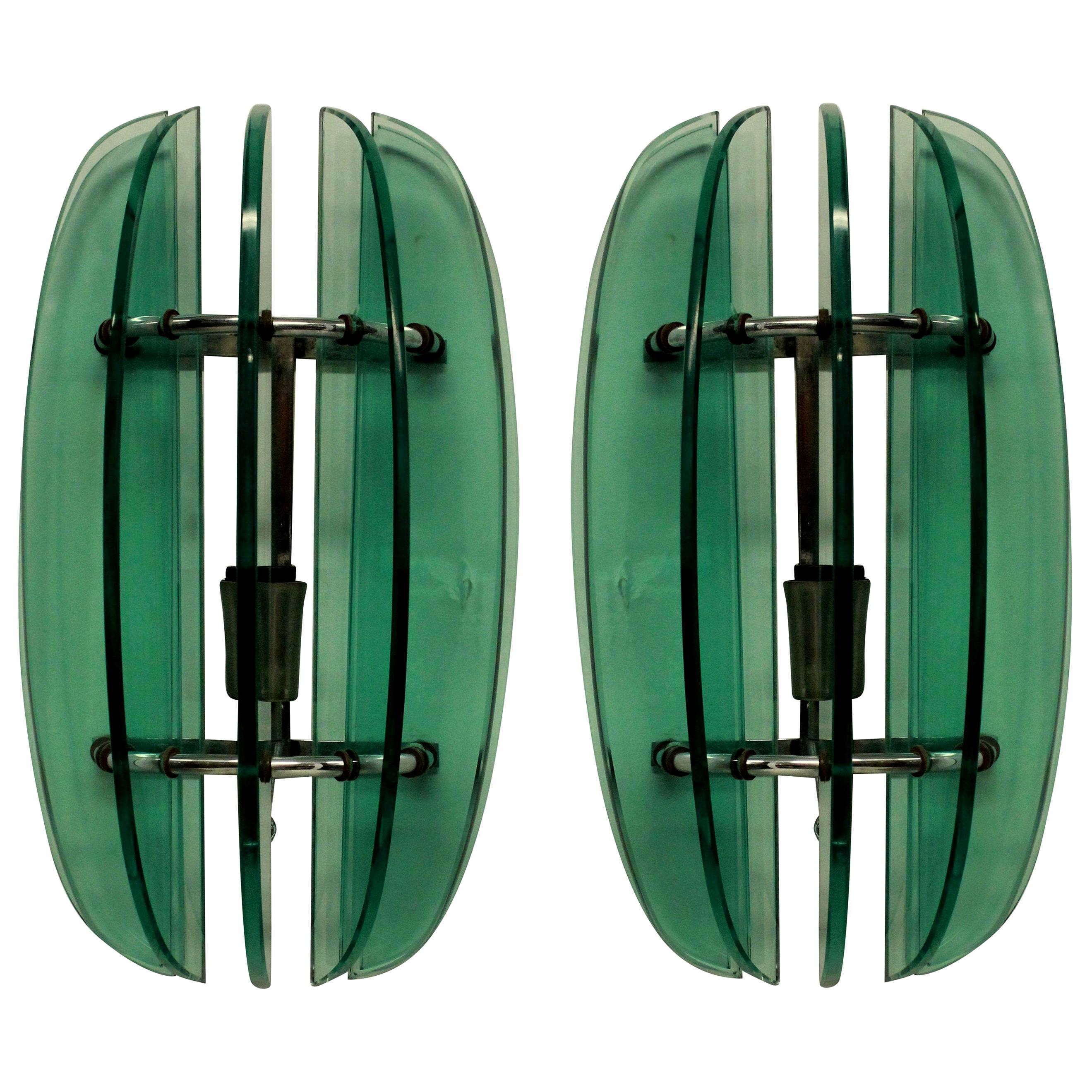 Pair of Green Wall Lights by Veca