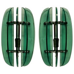 Pair of Green Wall Lights by Veca