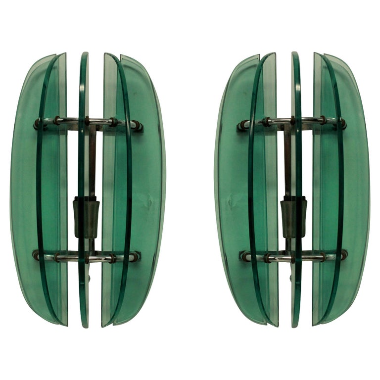 Pair of Green Wall Lights by Veca For Sale at 1stDibs