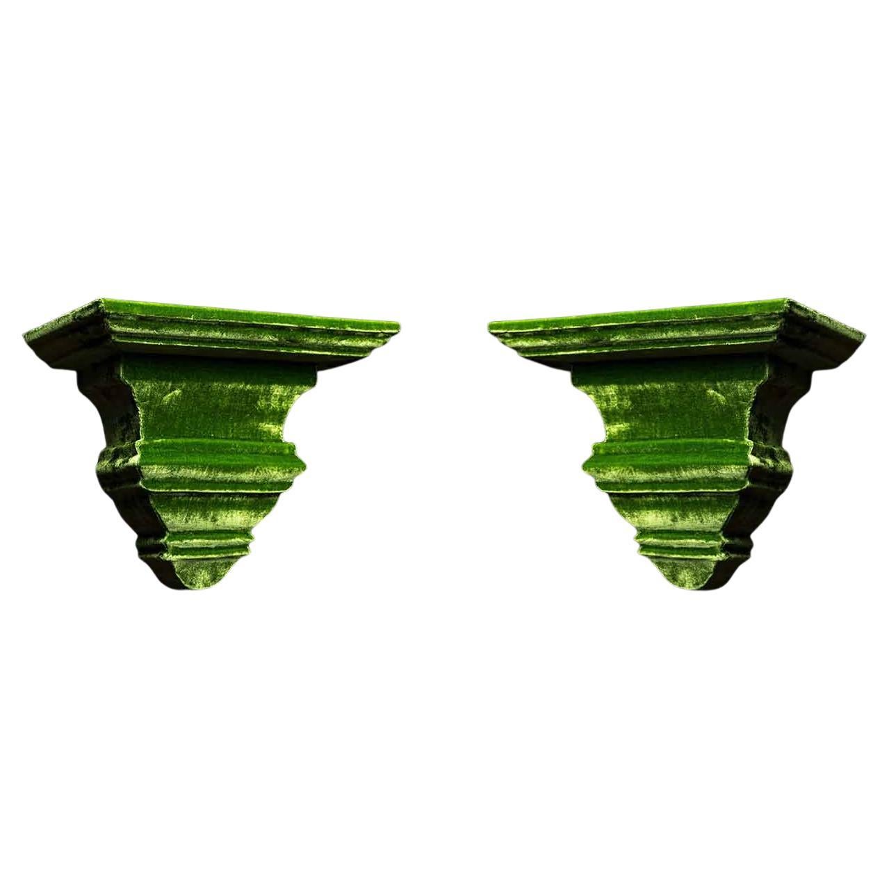 Pair of Green Wall Shelves or Brackets