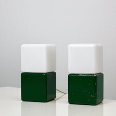 Pair of Green & White Bed Lamps by Holm Sørensen, 1960s, Denmark