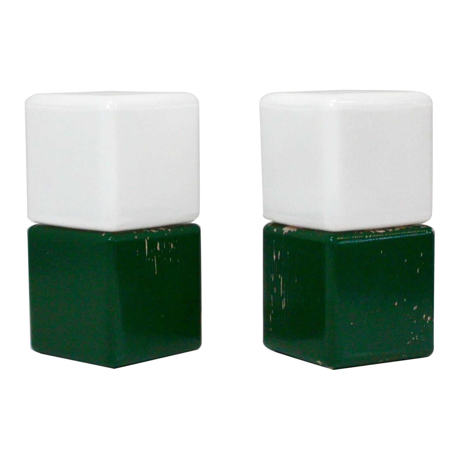 Pair of Green 
White Bed Lamps by Holm Sørensen, 1960s, Denmark