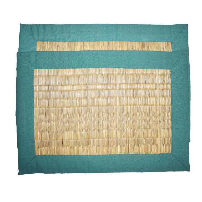 American Set of Four Green Wicker Placemats For Sale