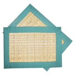 Set of Four Green Wicker Placemats