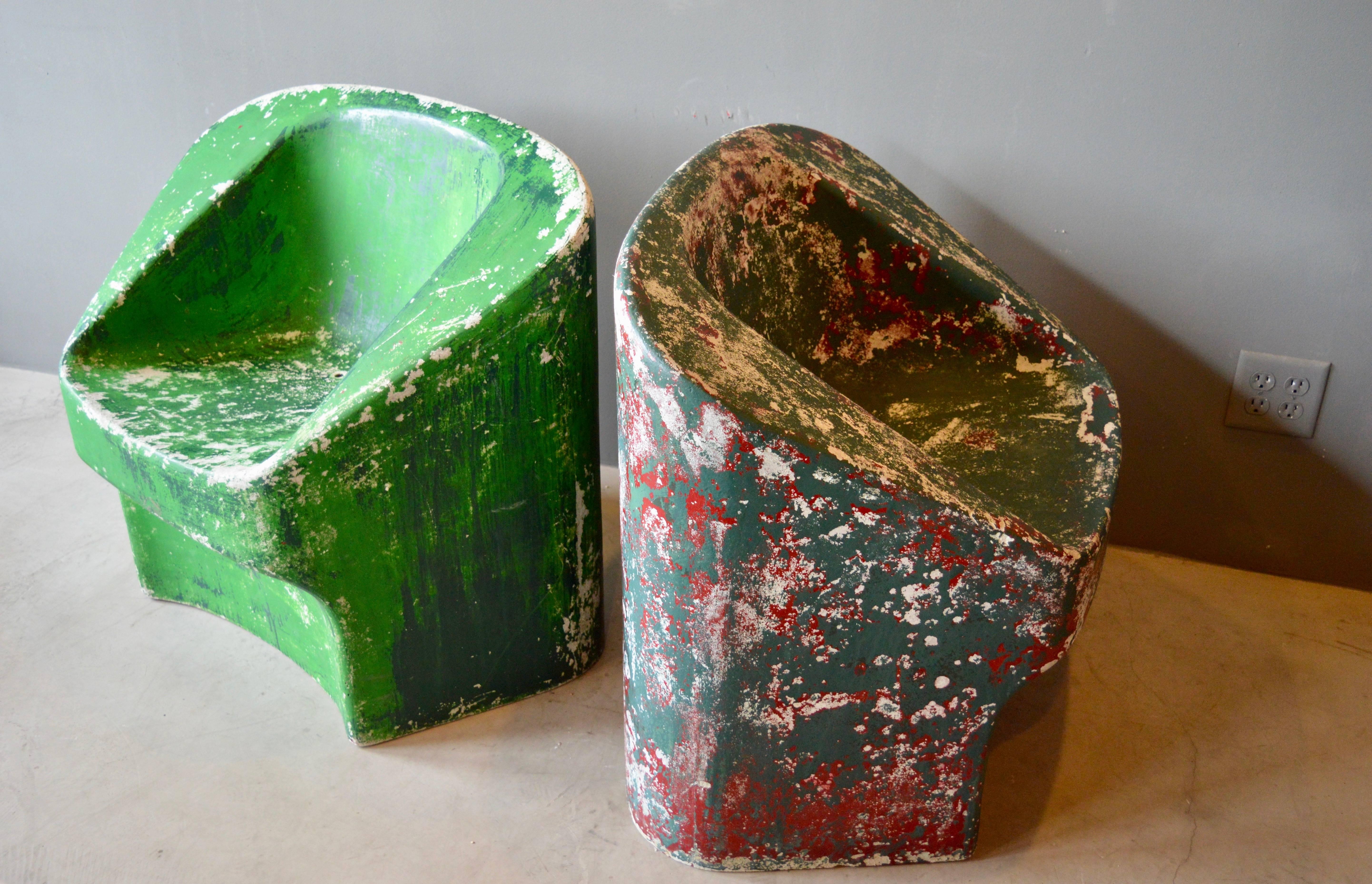 Swiss Pair of Green Willy Guhl Sculptural Chairs