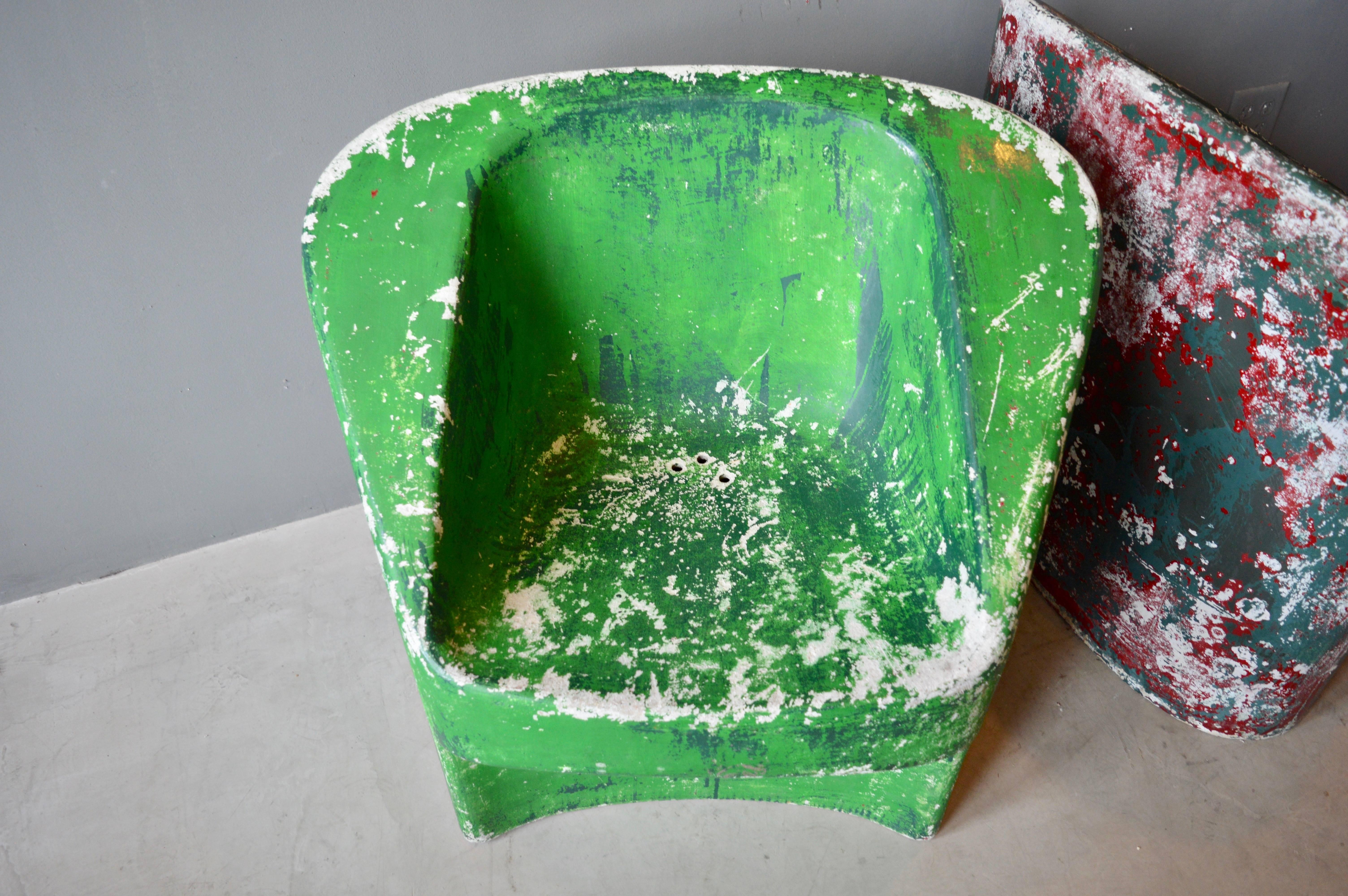 Mid-20th Century Pair of Green Willy Guhl Sculptural Chairs