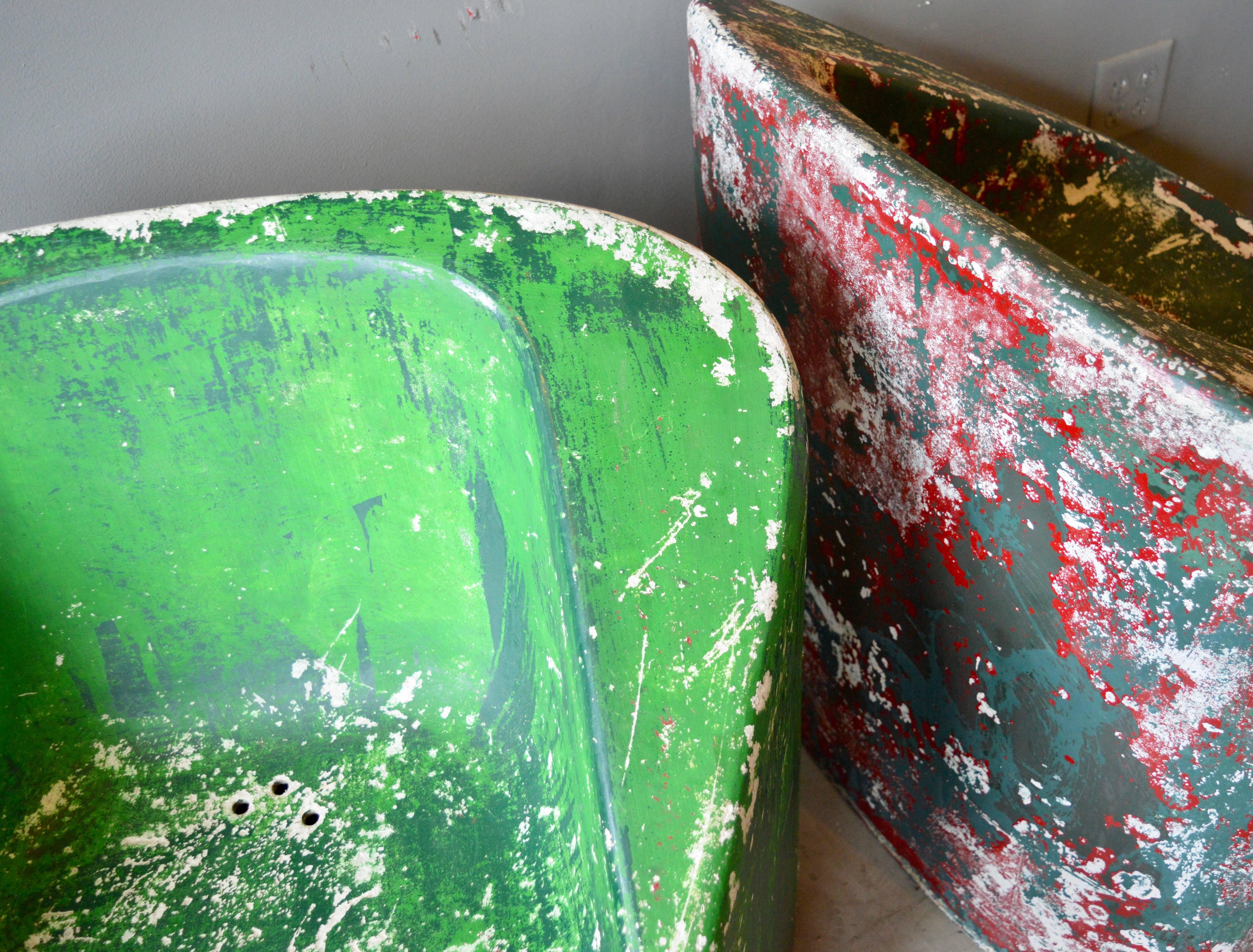 Concrete Pair of Green Willy Guhl Sculptural Chairs