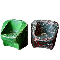 Pair of Green Willy Guhl Sculptural Chairs