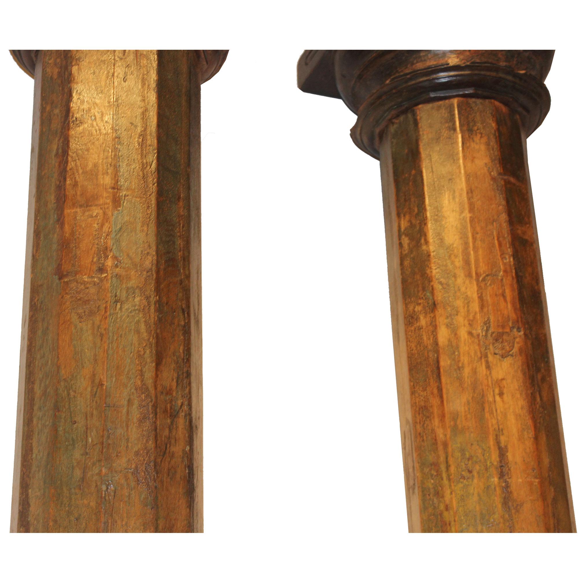 Pair of Green Wood Columns 5