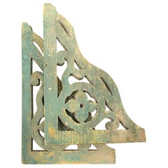 Pair of Green Wooden Hinges